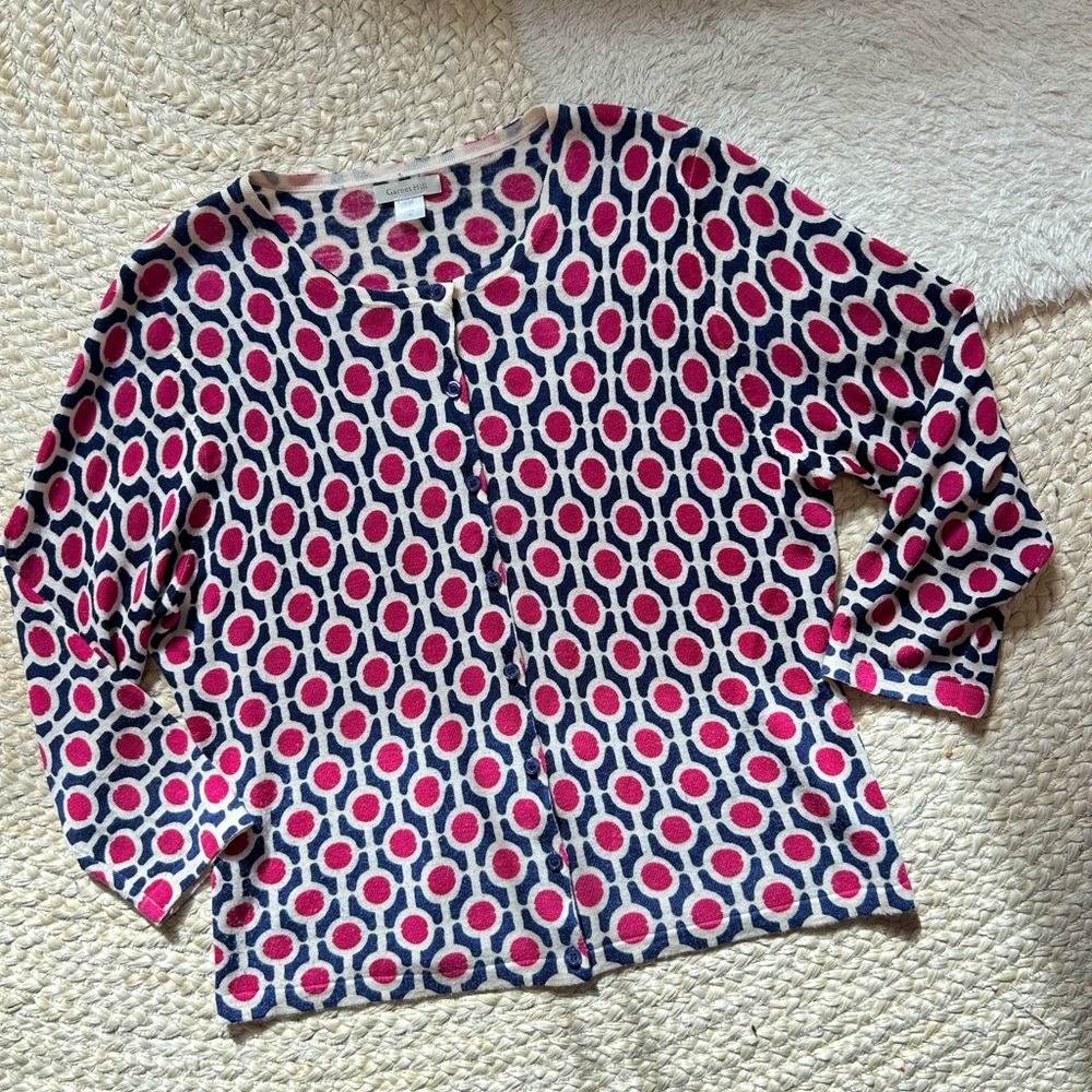 Garnet Hill women’s cardigan XL button down 100% natural merino wool